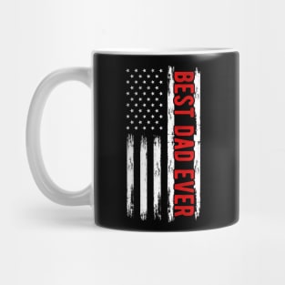 Best Dad Ever Retro American Flag Patriotic USA Mug